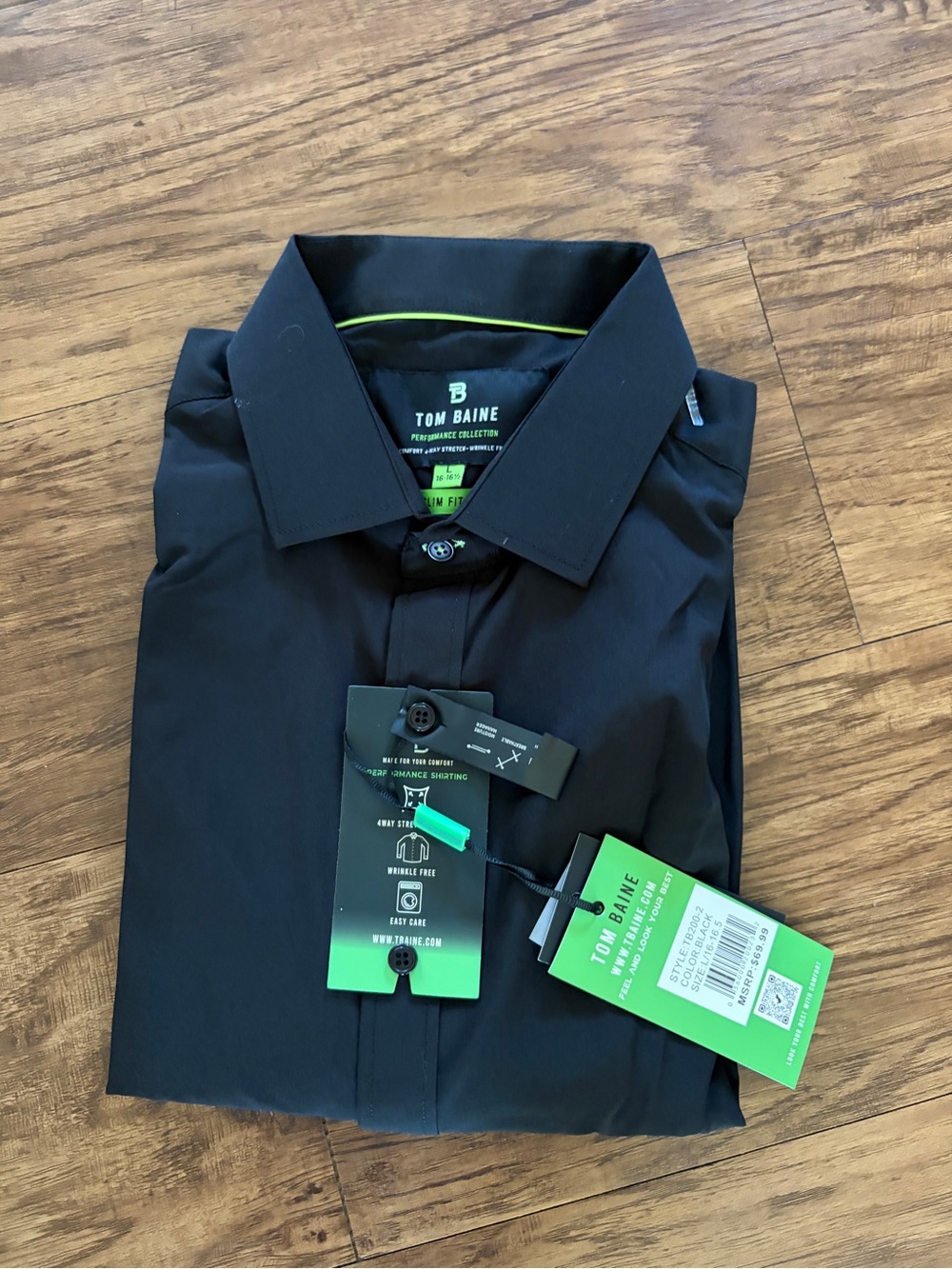 Men's Black Performance Dress Shirt - Modern Fit